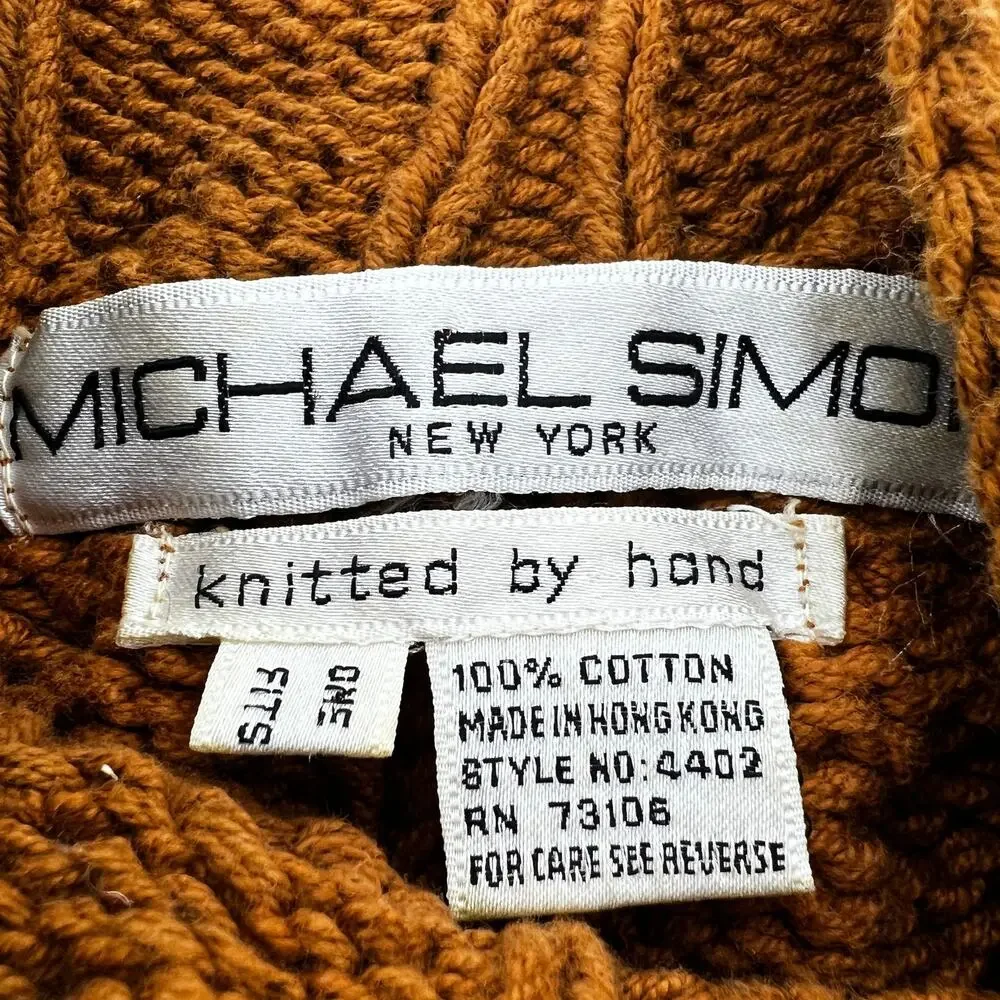 Vintage Hong Kong Michael Simon New York Nutmeg Chunky Knit Sweater One Size